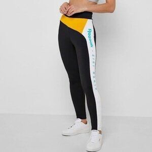 NEW Reebok x Gigi Hadid Collection Black Yellow Leggings Size Small